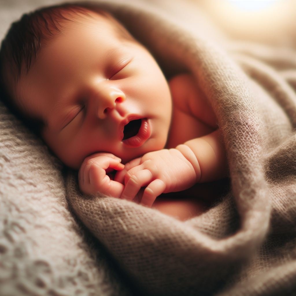 Newborn Sleeping with Mouth Open