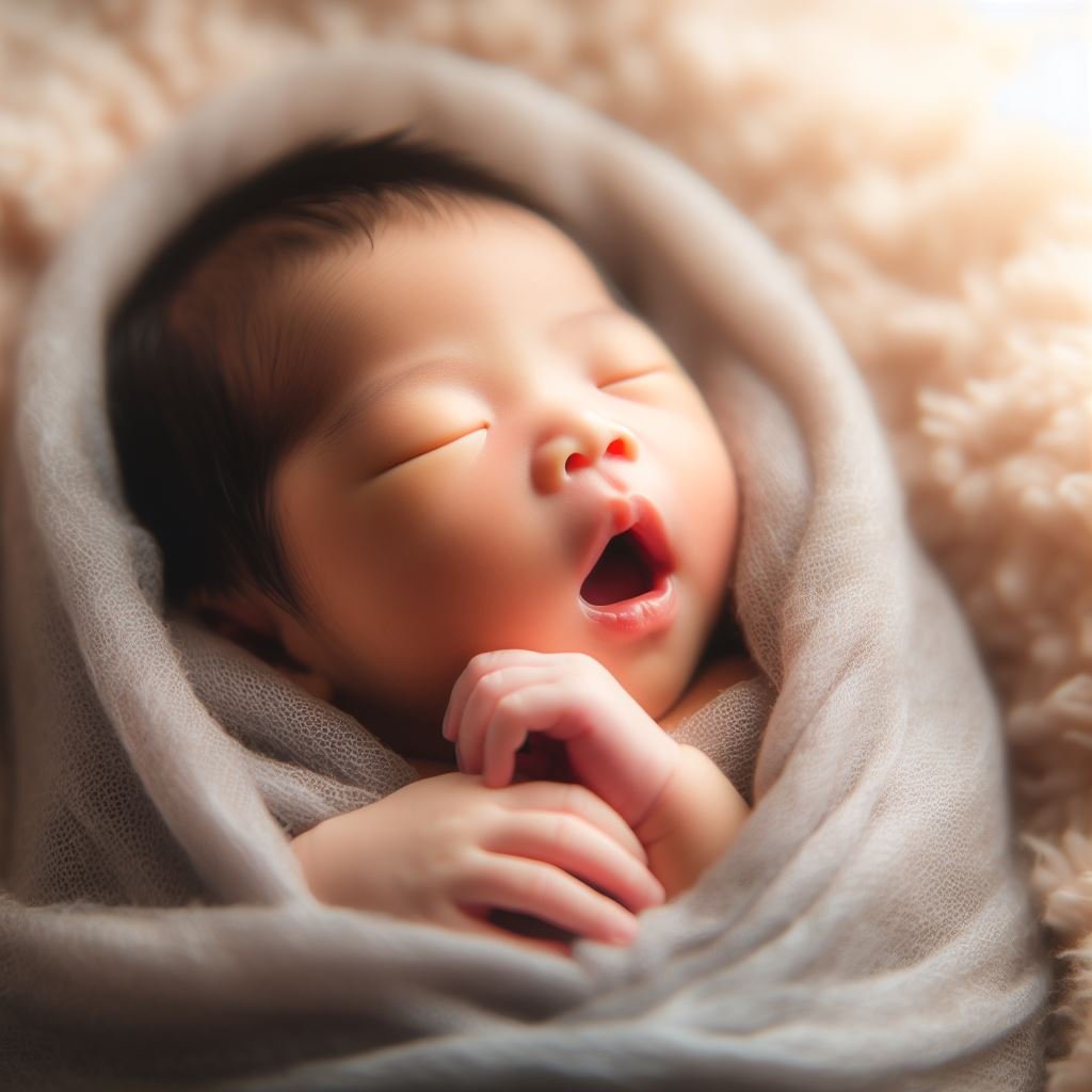 Newborn Sleeping with Mouth Open