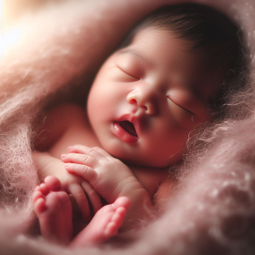 Newborn Sleeping with Mouth Open